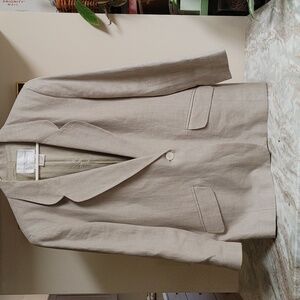 VTG Casual Corner & Company Beige Linen Long Blazer Size 10